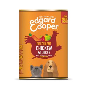 edgar en cooper blik kip/kalkoen/aardbei  400 gram graanvrij
